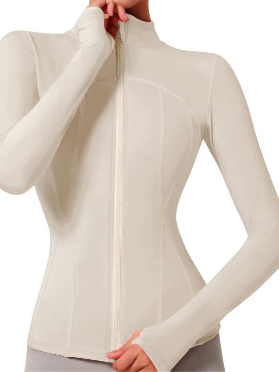 Women's workout yoga zip-up athletic sport track jacket lightweight gym top