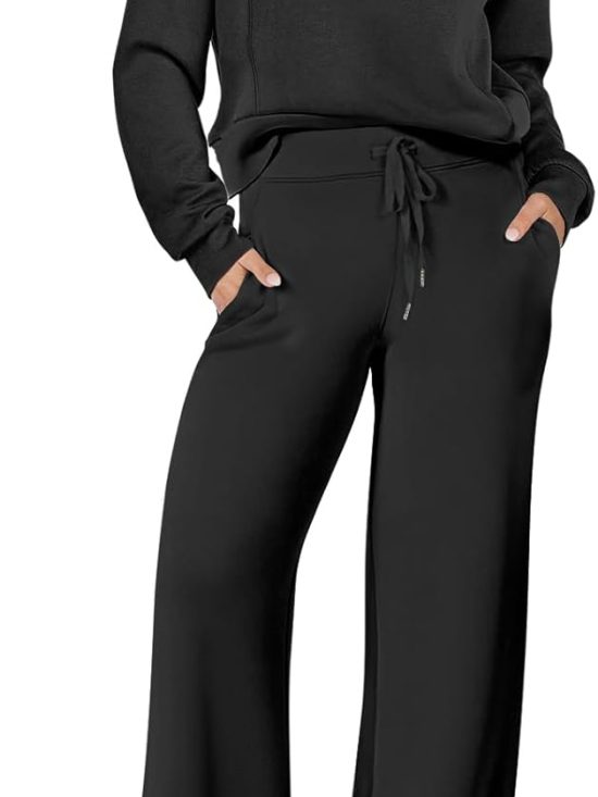 Women 2-piece outfit casual airport lounge wide leg pants travel set