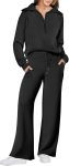 Women 2-piece outfit casual airport lounge wide leg pants travel set
