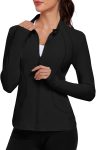 Women's workout athletic zip-up jacket sport track shirt gym yoga sportswear with pockets