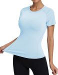 Long sleeve women workout top sun protection half-zip quick-dry athletic running hiking golf