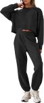 Women 2-piece lounge set cropped sweatshirt joggers fashion sweatsuit set