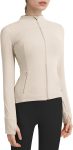 Women's slim fit workout running track full zip yoga athletic jacket thumb hole sleeves