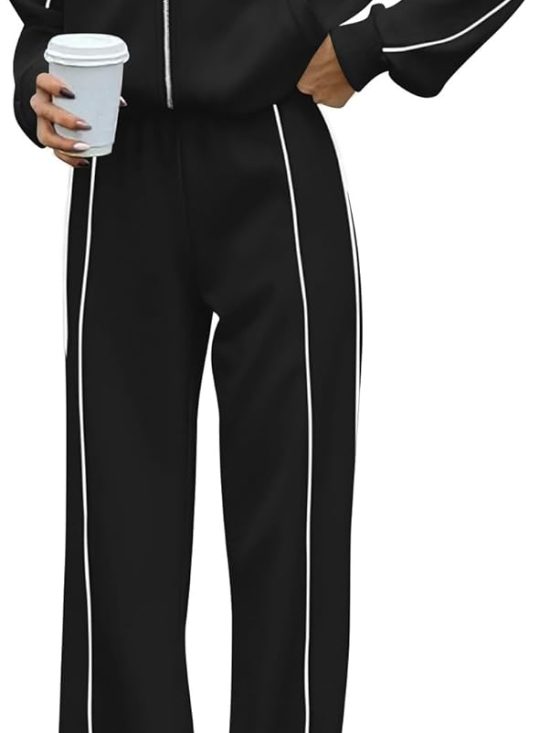 Women two-piece tracksuit long sleeve zip sweatshirt long pants set
