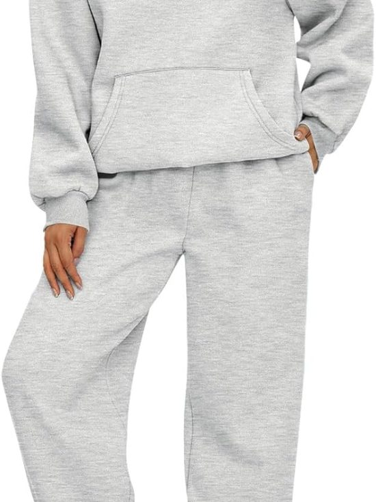 Women 2-piece hoodie sweatsuit baggy sweatshirt sweatpants pocket set