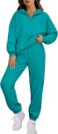 Women 2-piece sweatsuit half zip sweatshirt jogger pants tracksuit lounge set
