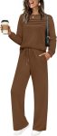 Women 2-piece lounge outfit sweatshirt casual travel wide leg tracksuit set