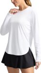 Women's UPF 50+ UV long sleeve sun protection lightweight shirt thumb holes quick-dry hiking running workout top