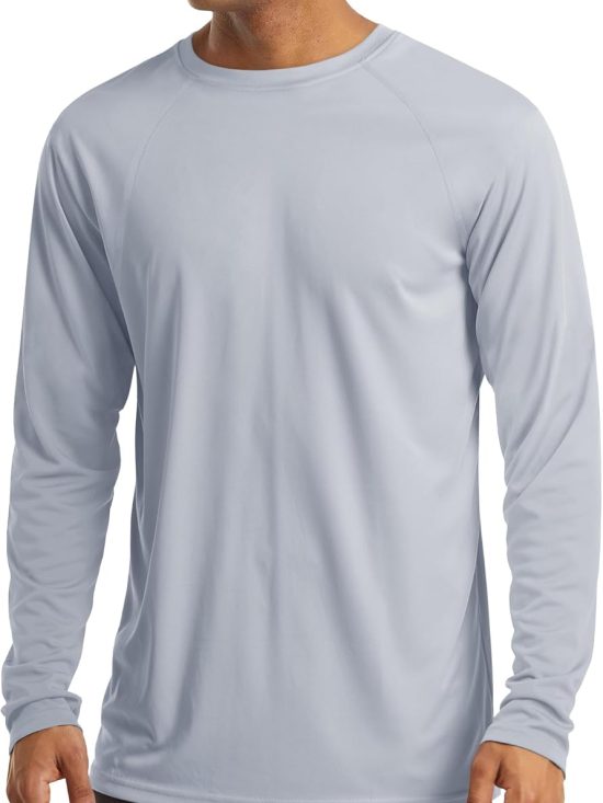 Men's long sleeve sun protection UV athletic shirt hiking running workout rash guard top