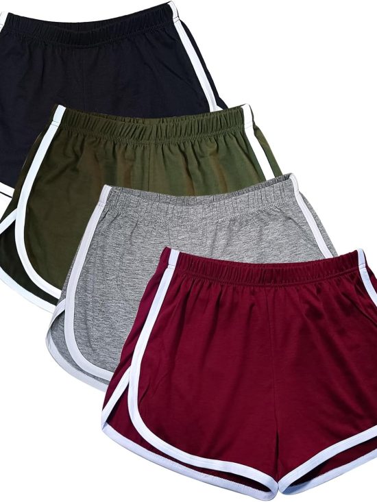 4 pack women cotton yoga dance shorts sporty summer athletic cycling hiking shorts
