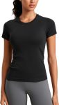 Women's long sleeve workout top quick-dry quarter-zip pullover crop yoga athletic slim fit shirt
