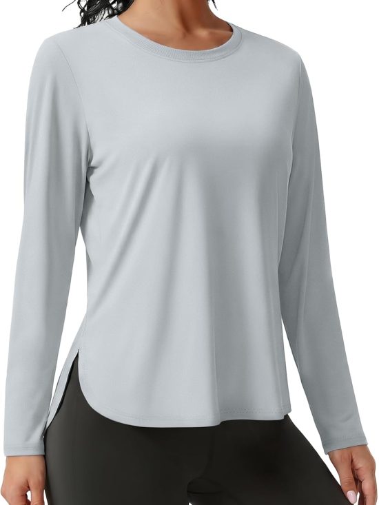 Women's UPF 80+ UV long sleeve sun protection workout shirt outdoor gym hiking breathable lightweight top