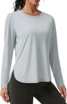 Women's UPF 80+ UV long sleeve sun protection workout shirt outdoor gym hiking breathable lightweight top