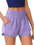 Running shorts for women quick-dry high waist athletic 2-in-1 workout gym shorts with zipper pockets