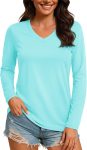 Women's long sleeve V-neck top lightweight quick-dry UPF 50+ sun protection workout hiking running shirt