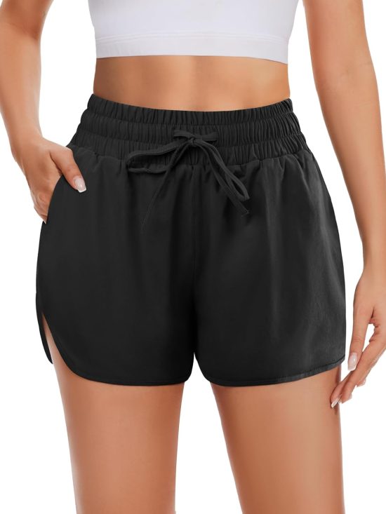 High waist running shorts women with pockets 2.5 inch athletic workout gym yoga dolphin spandex shorts