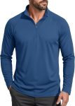 Men's long sleeve sun protection quarter-zip fishing running rash guard outdoor shirt