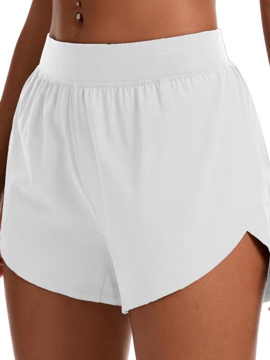 Mid waist dolphin athletic shorts lightweight high-slit workout gym shorts with liner quick-dry