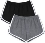 Women cotton gym yoga summer running dance shorts elastic casual active shorts 2 pack